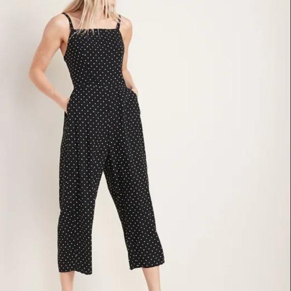 Old Navy Polka Dot Square Neck Cami Jumpsuit Wide Leg Lightweight - XXL